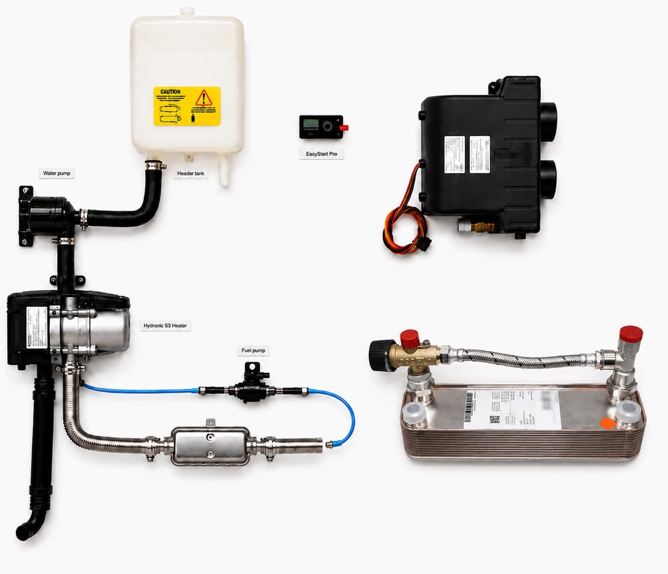 Eberspacher Espar Hydronic hot water RV Kit with plate exchanger
